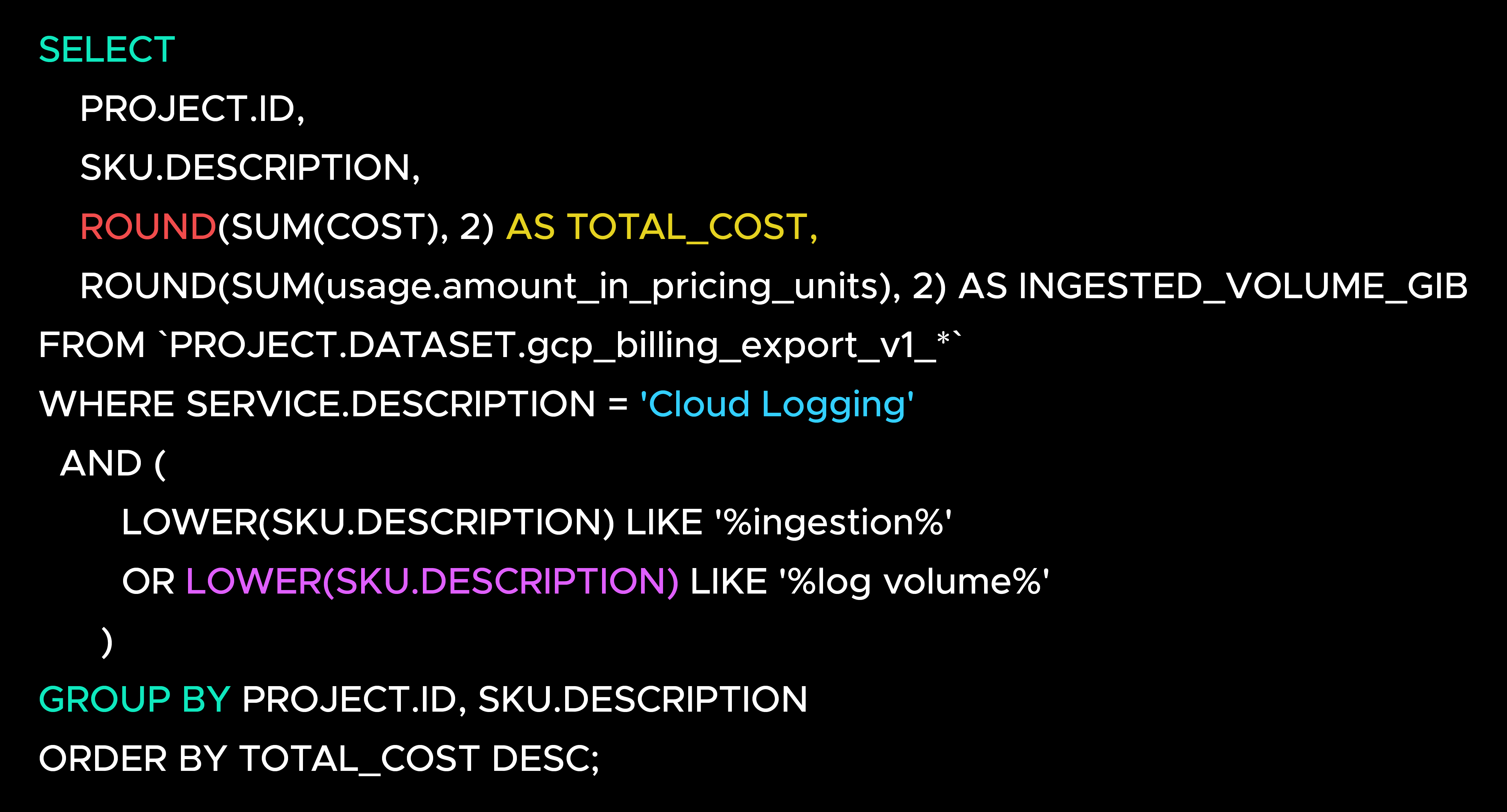 1. Review Log Ingestion Cost from Billing Export