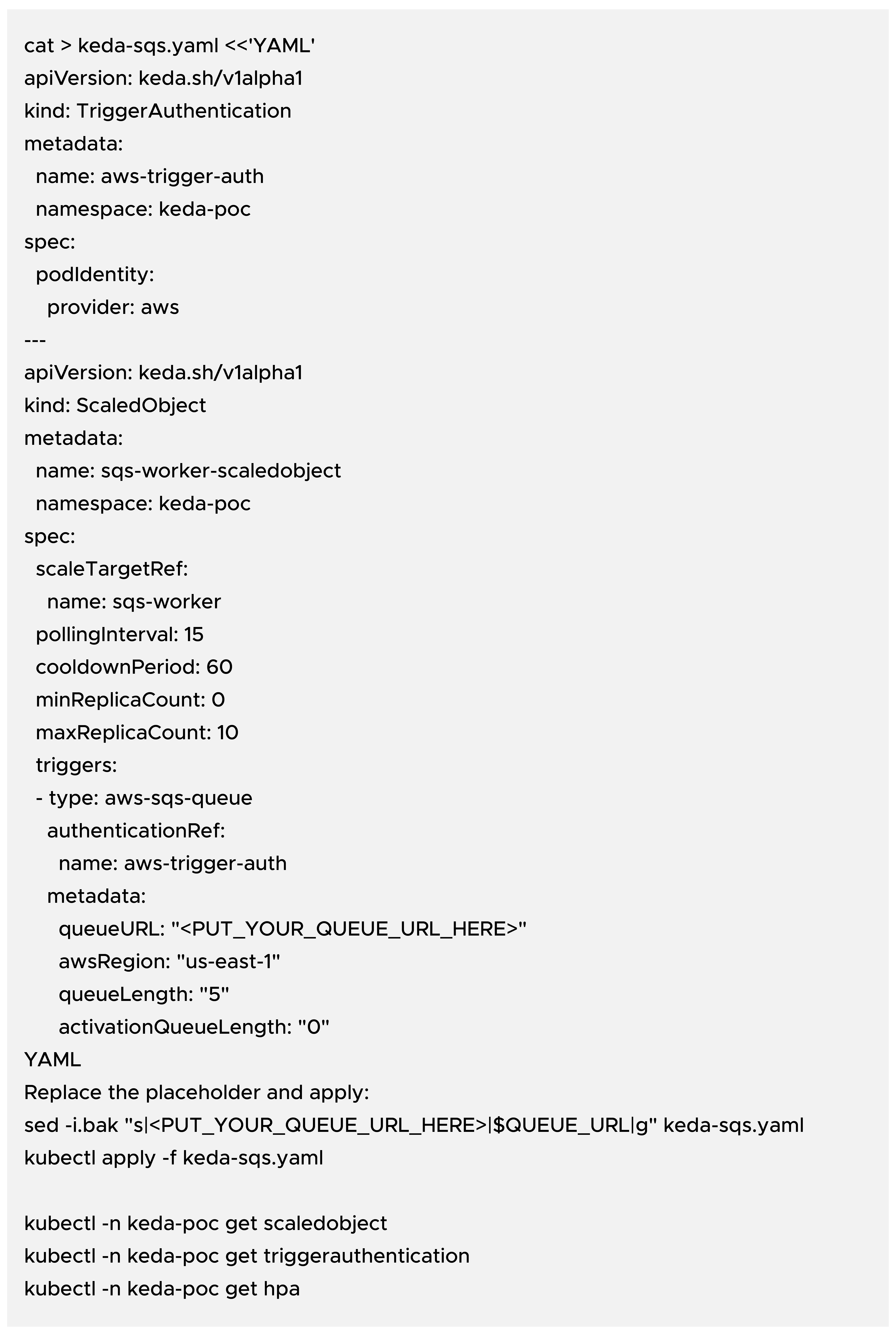 Configure KEDA to scale the worker from SQS