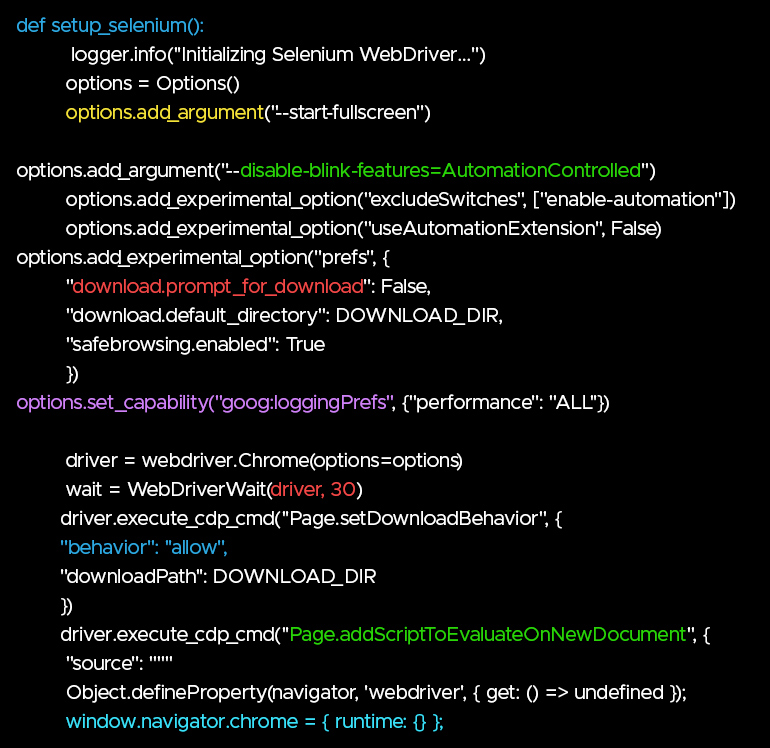 Initial Selenium setup script