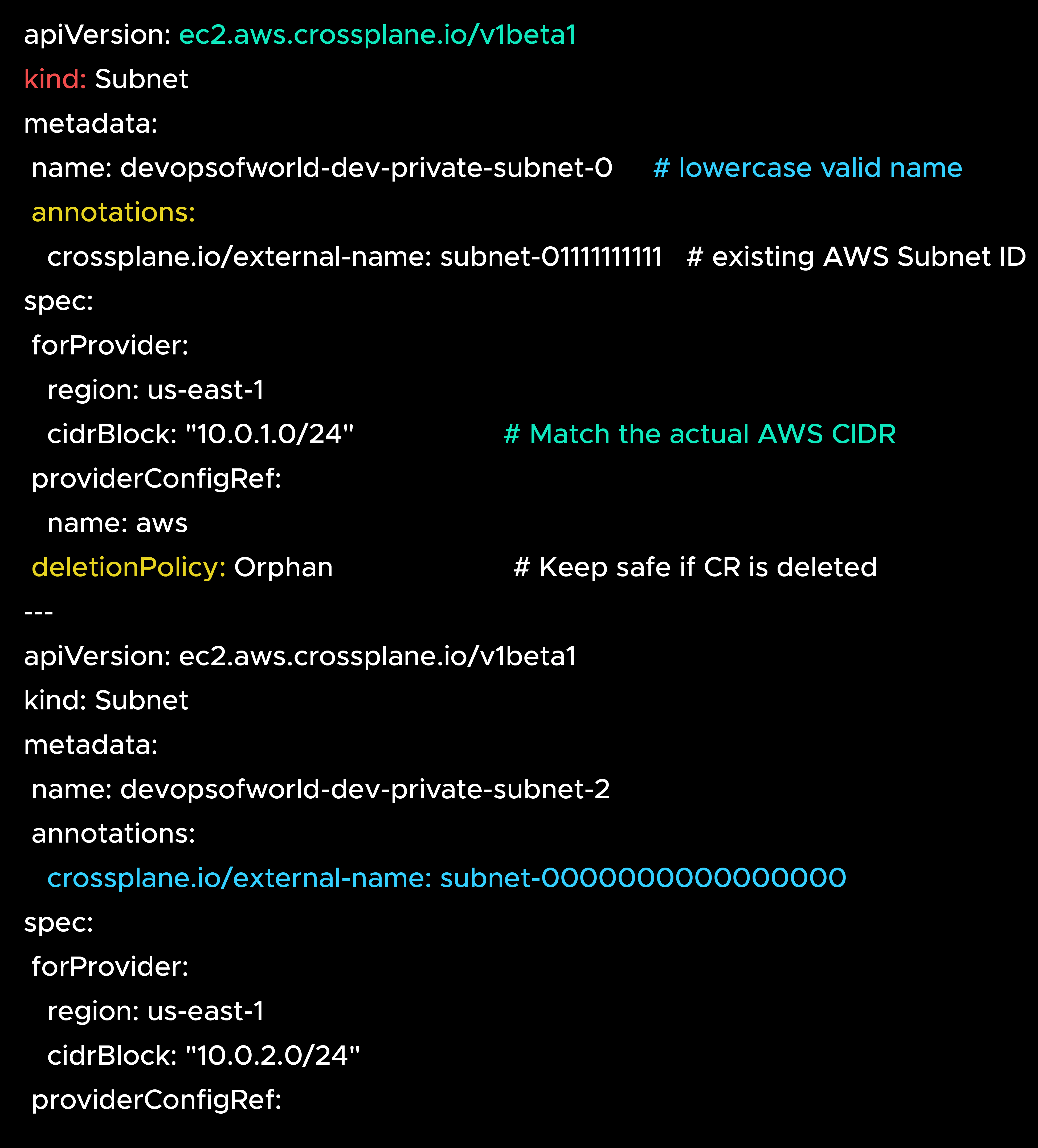 Import Existing Subnets script