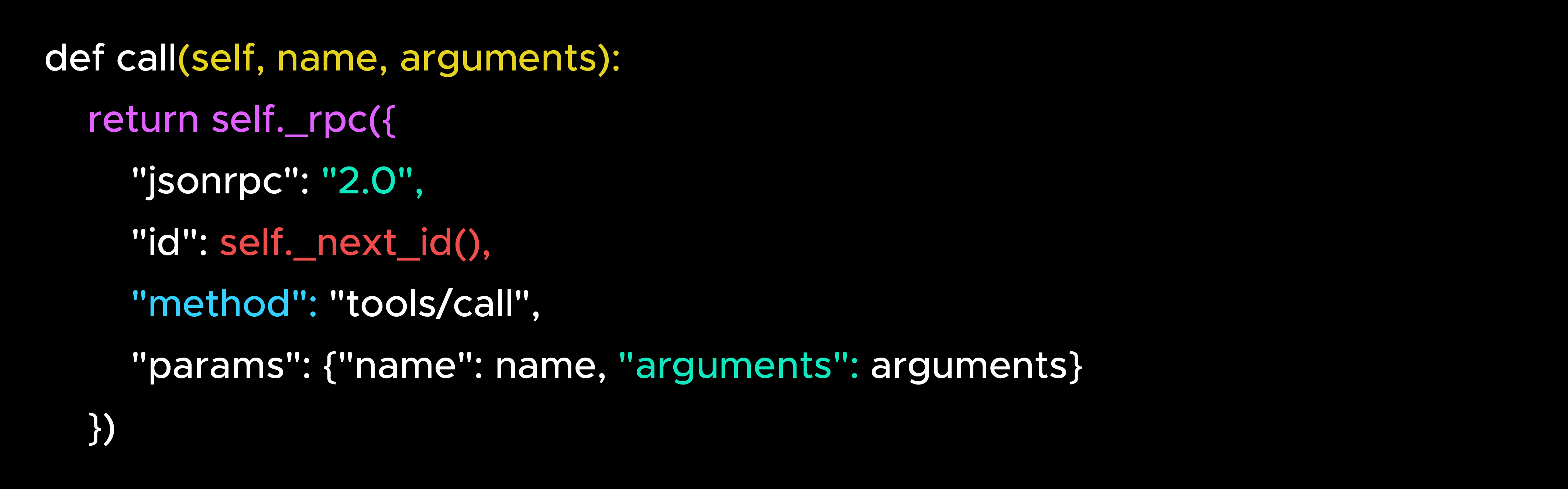 Calling a tool code snippet