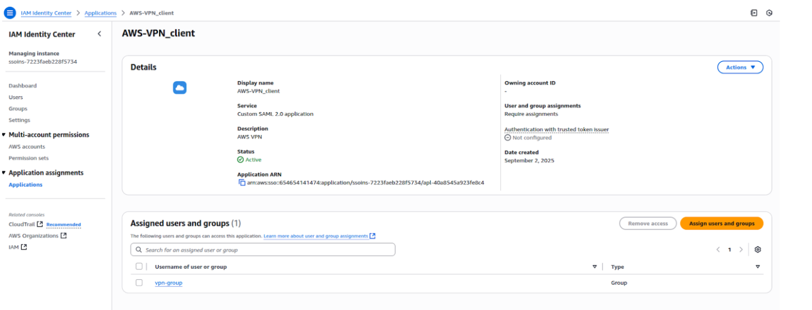 IAM Identity Center screenshot
