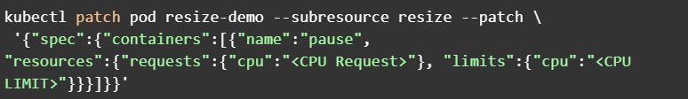 Command to increase the limit and request of cpu