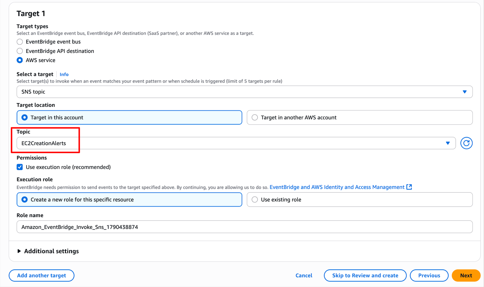 Target 1 EC2CreationAlerts