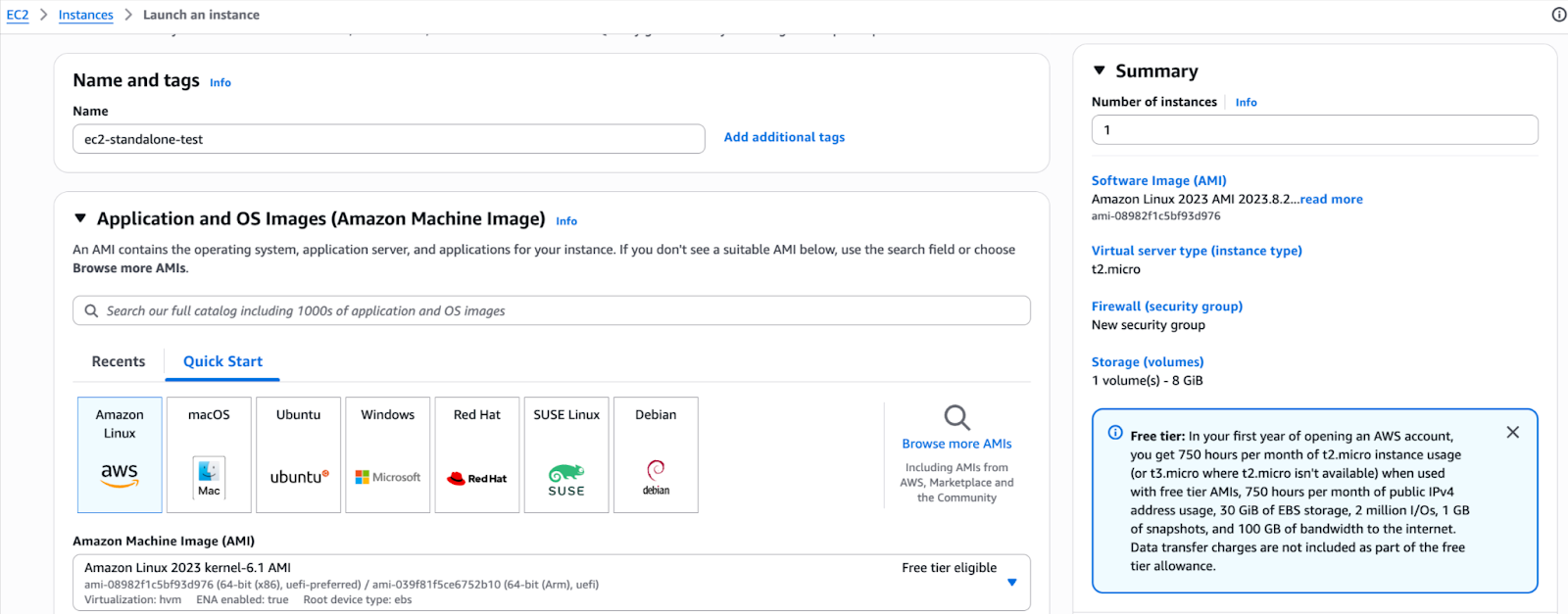 Launching a StandaloneEC2 instance 