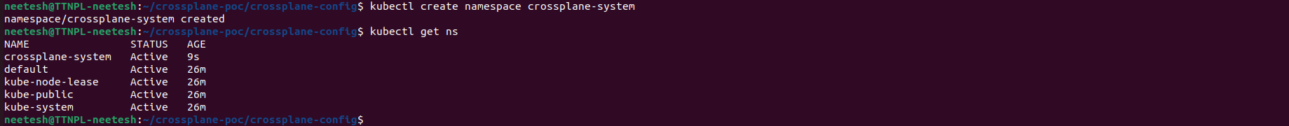 Namespace terminal log