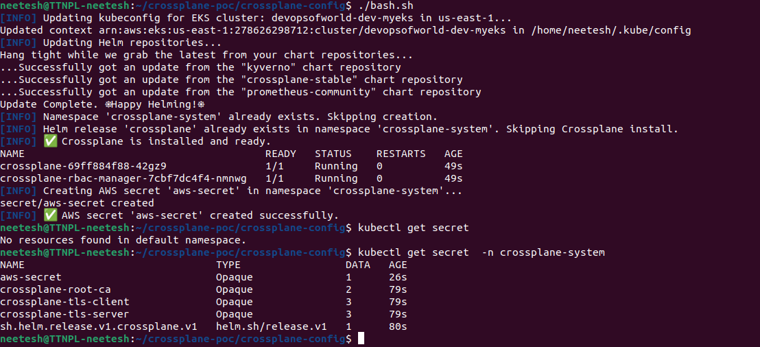secret creation in terminal