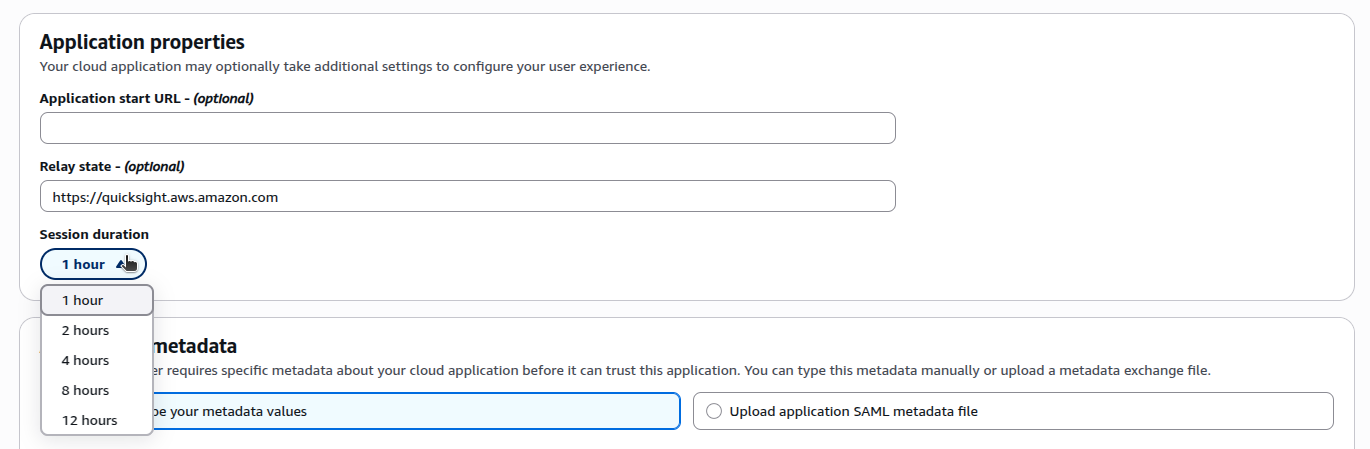Quicksight application properties