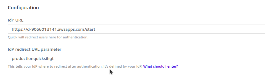 IdP redirect URL configuration