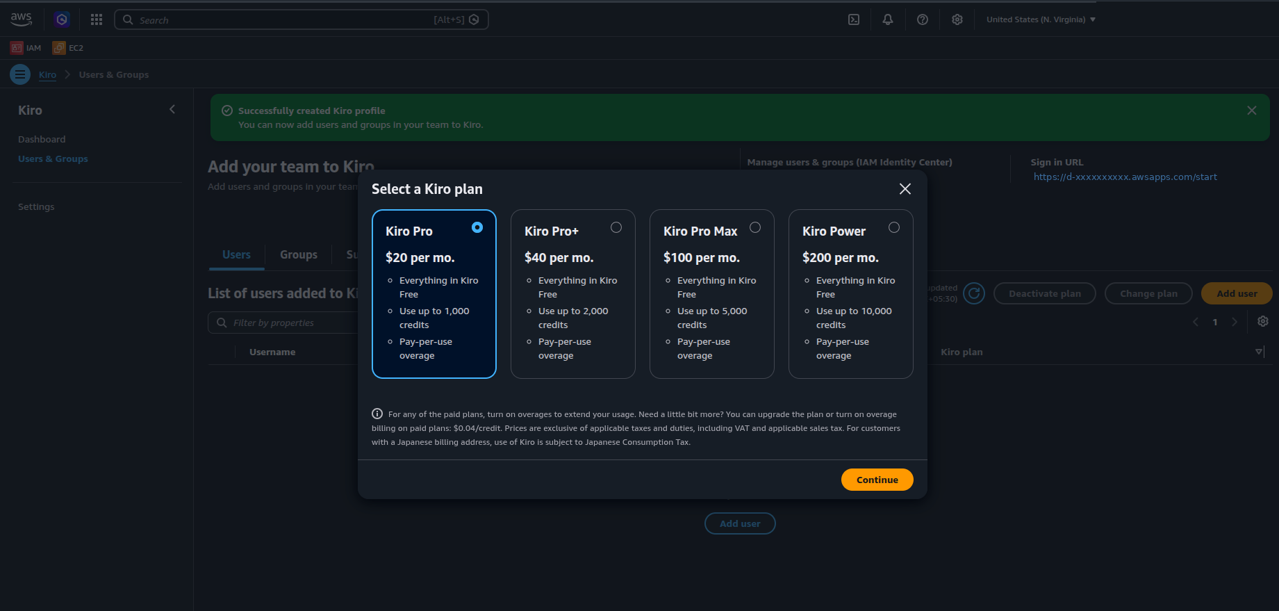 Choosing a Kiro plan