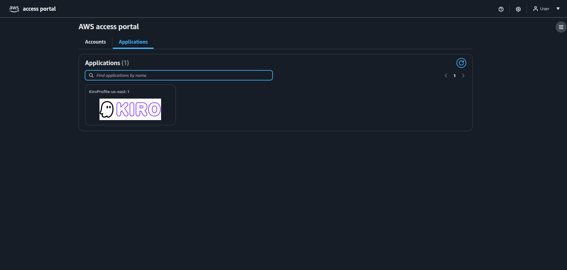 The Kiro tile in the AWS Access portal