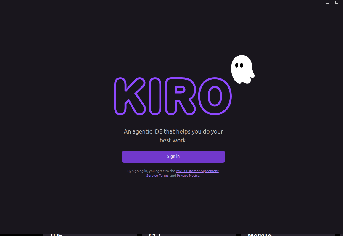 Kiro first launch