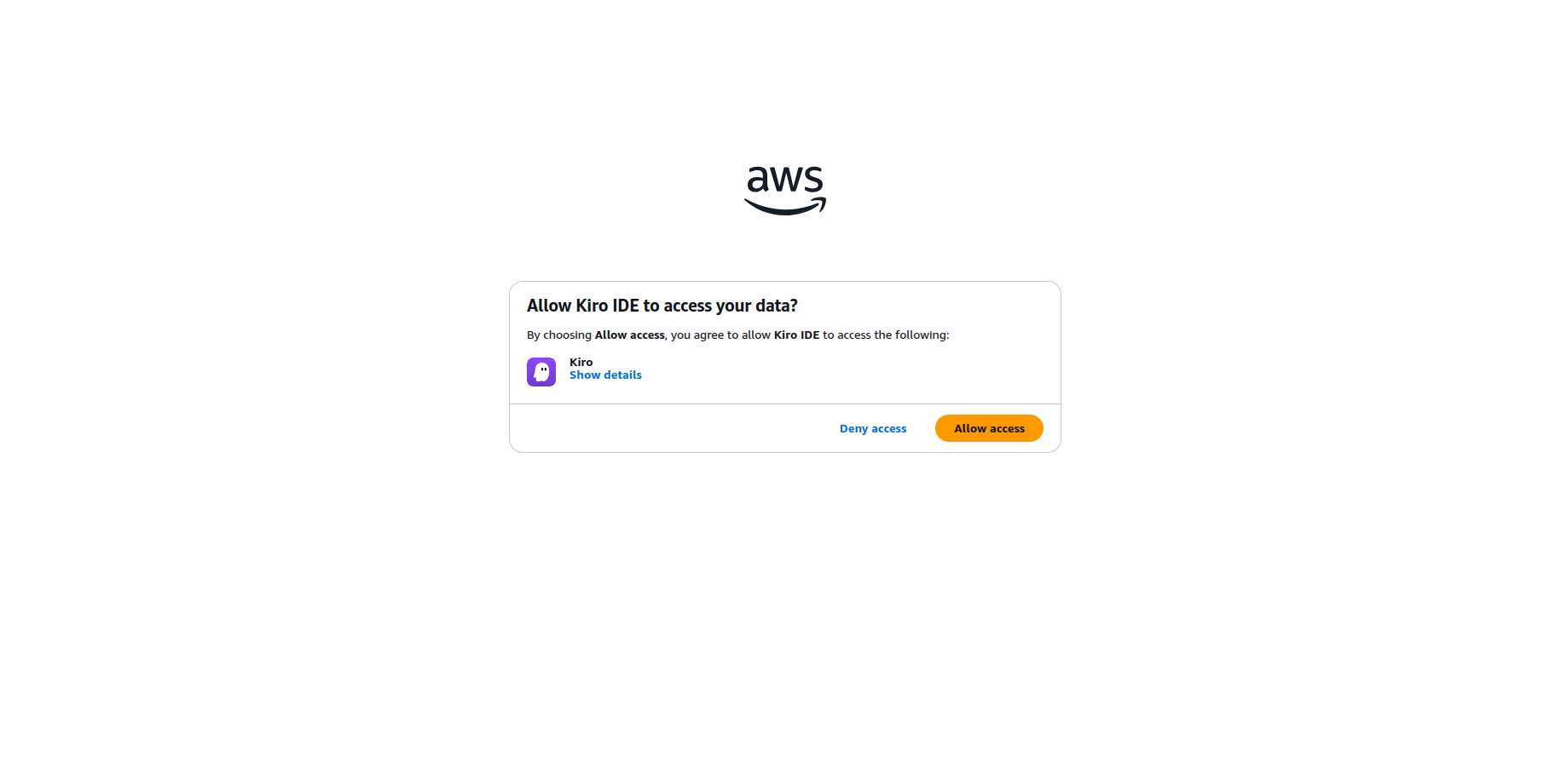 Allow Kiro IDE to access your data