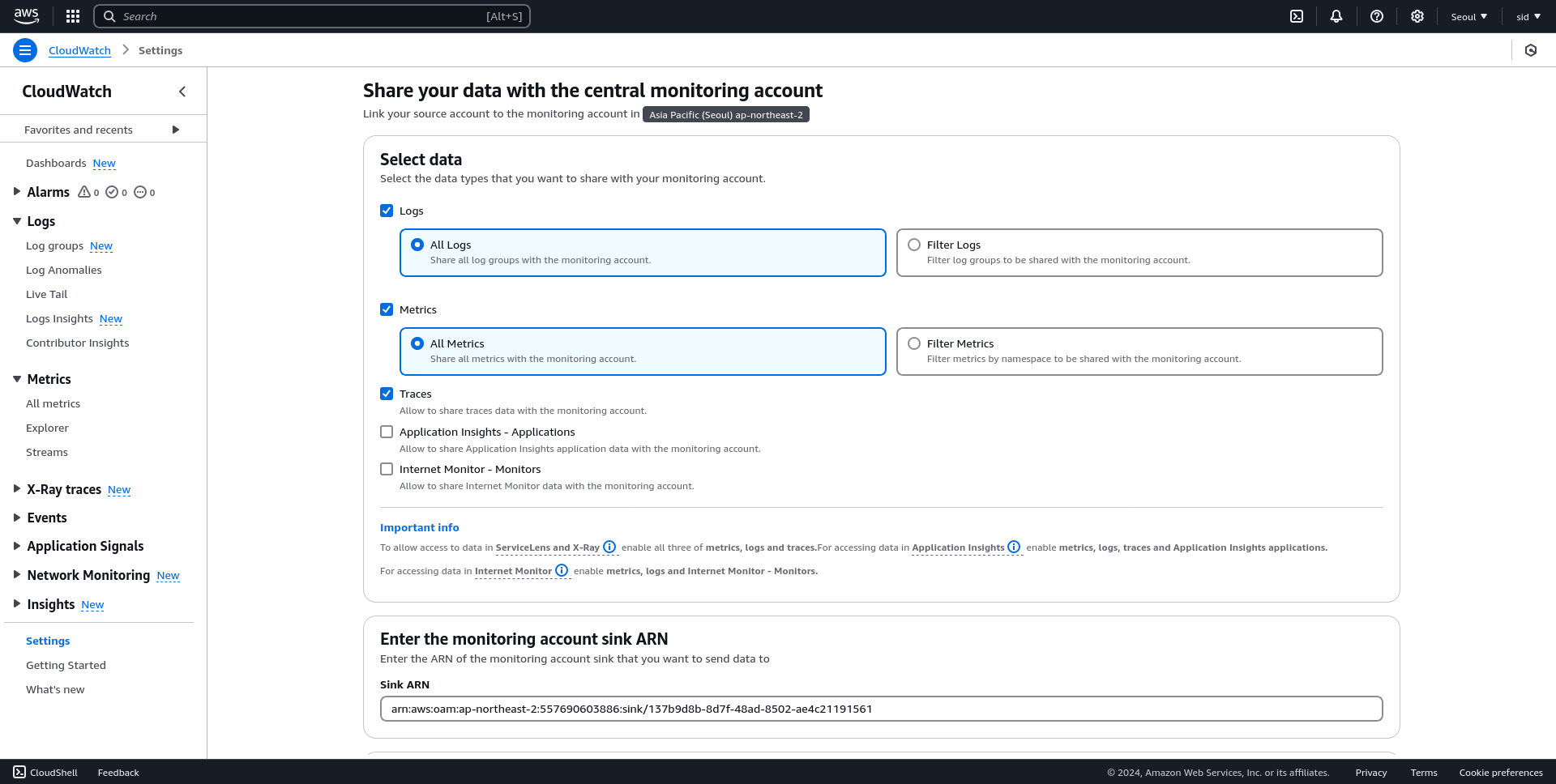 Centralized Monitoring in AWS using Cloudwatch: