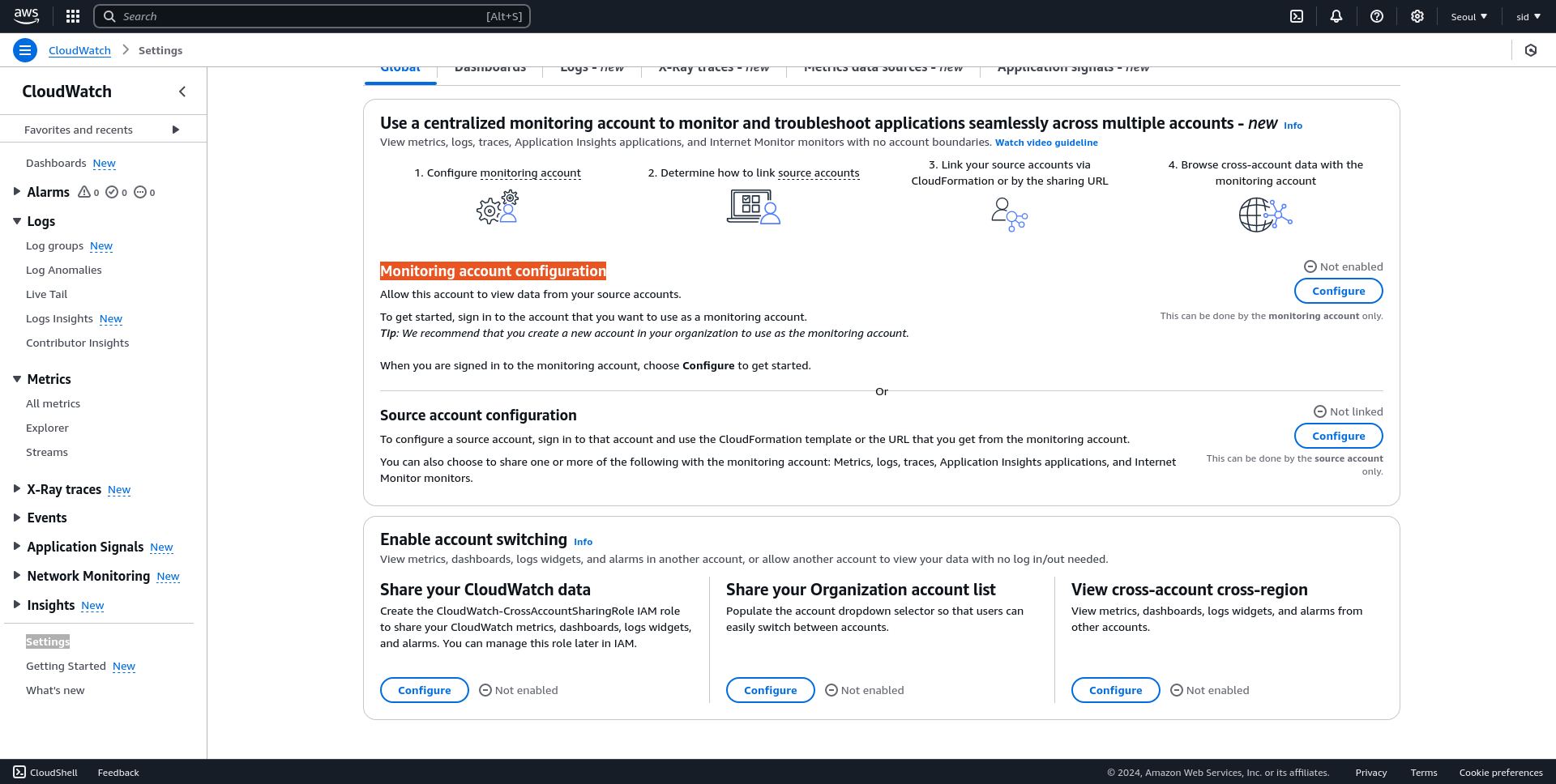 Centralized Monitoring in AWS using Cloudwatch