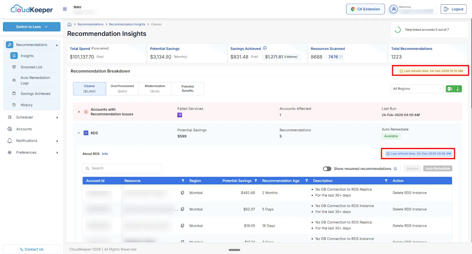AWS & GCP - Last Refresh time