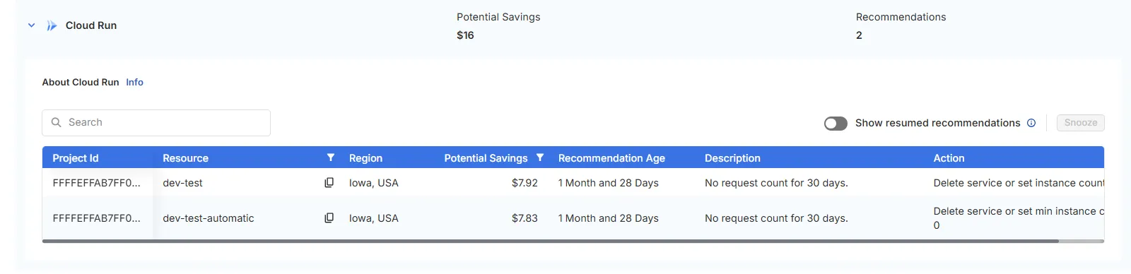 Tuner - GCP Recommendations - Cleaner | Cloud Run