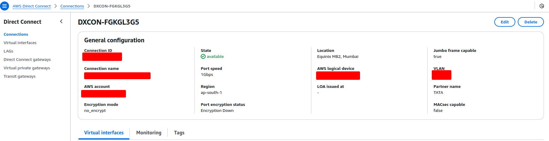 AWS approved connection details